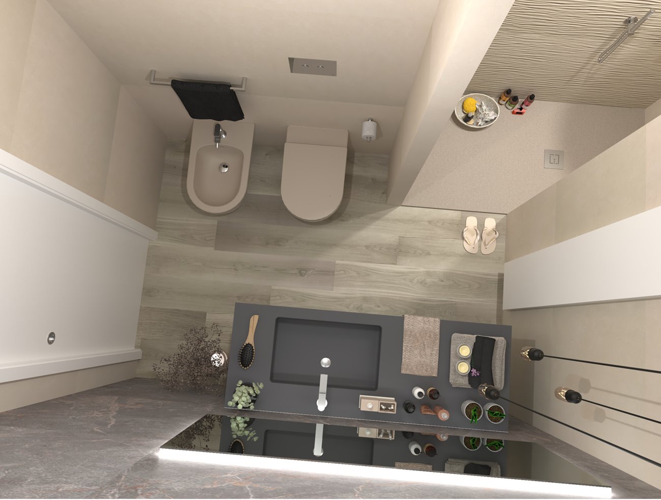 Bathroom design image in Rectangular shape, created with floor tiles FAPNEST