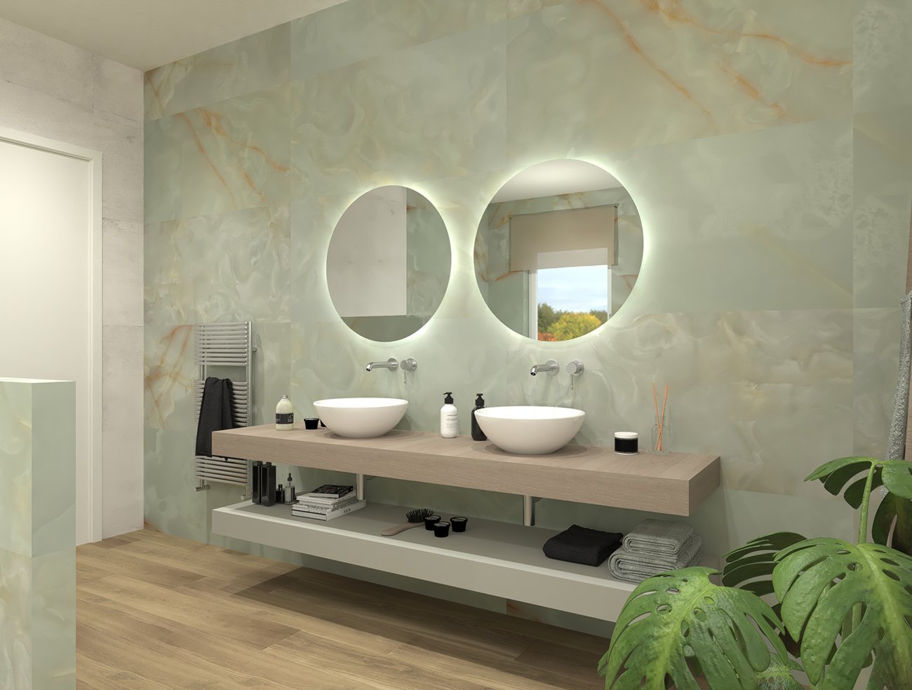 Bathroom design image in Rectangular shape, created with floor tiles FAPNEST and wall tiles YLICO, GEMME