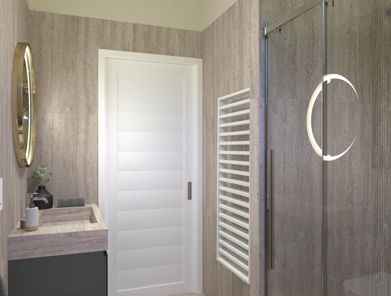 Bathroom design image in Rectangular shape, created with floor tiles MATERIA CLASSICA and wall tiles MATERIA CLASSICA