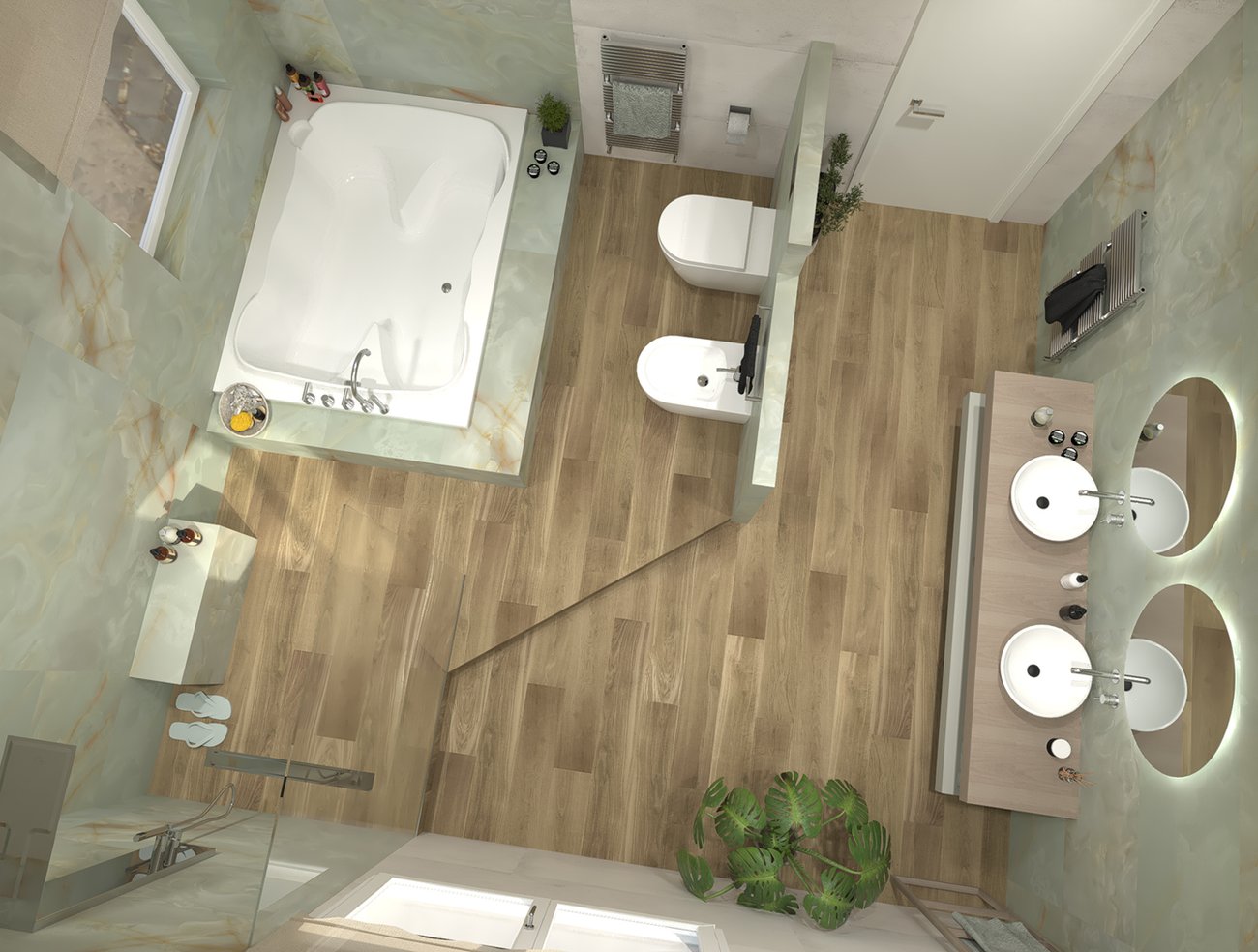 Bathroom design image in Rectangular shape, created with floor tiles FAPNEST and wall tiles YLICO, GEMME