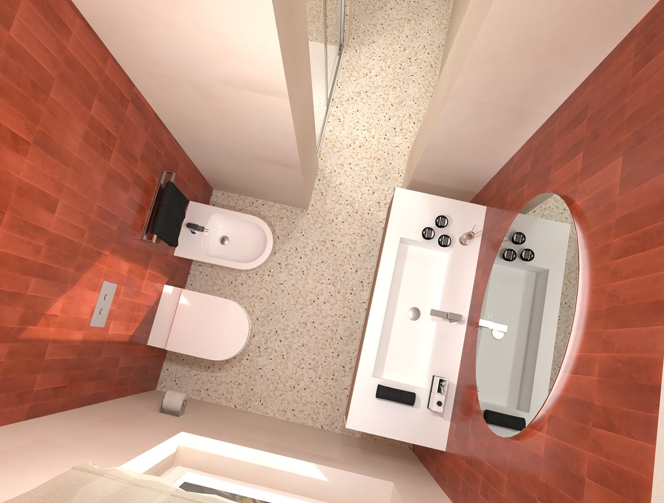 Bathroom design image in Rectangular shape, created with floor tiles GLIM and wall tiles GLIM