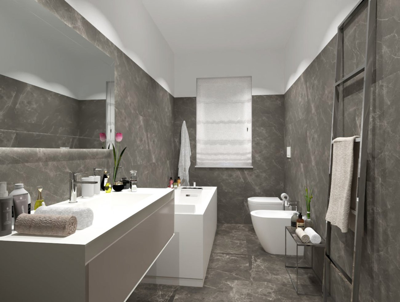 Bathroom design image in Rectangular shape, created with wall tiles ROMA