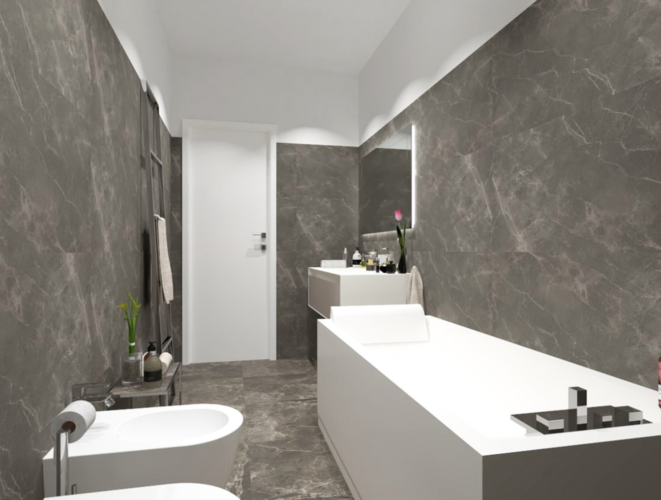 Bathroom design image in Rectangular shape, created with wall tiles ROMA
