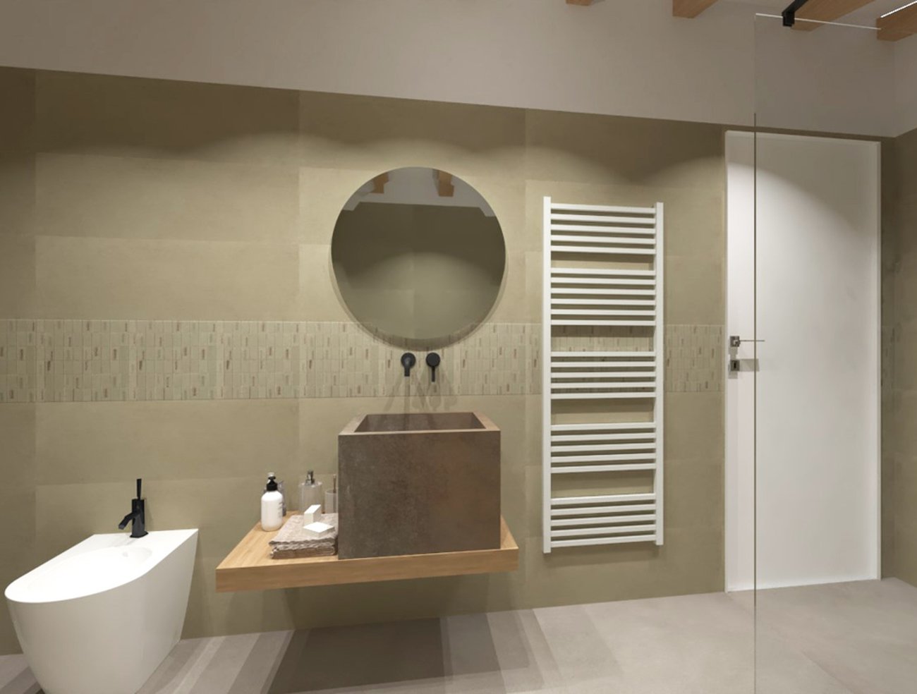 Bathroom design image in Rectangular shape, created with floor tiles SUMMER and wall tiles SUMMER