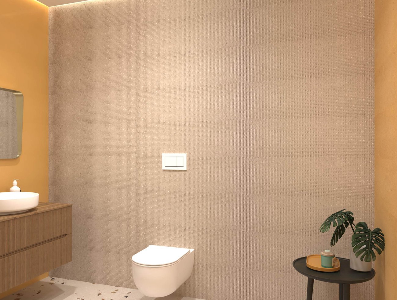 Bathroom design image in Rectangular shape, created with floor tiles MATERIA PURA and wall tiles MATERIA PURA