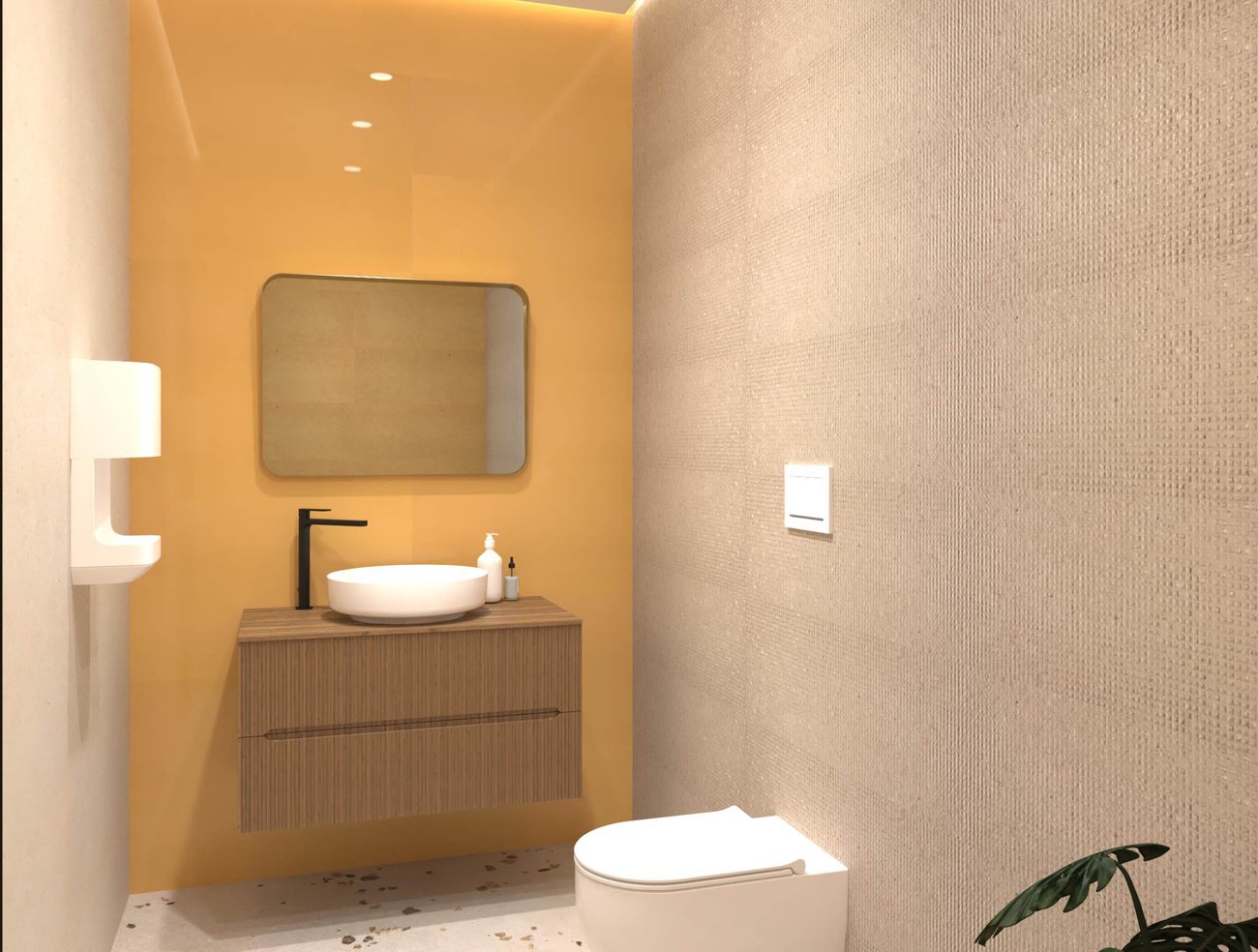 Bathroom design image in Rectangular shape, created with floor tiles MATERIA PURA and wall tiles MATERIA PURA