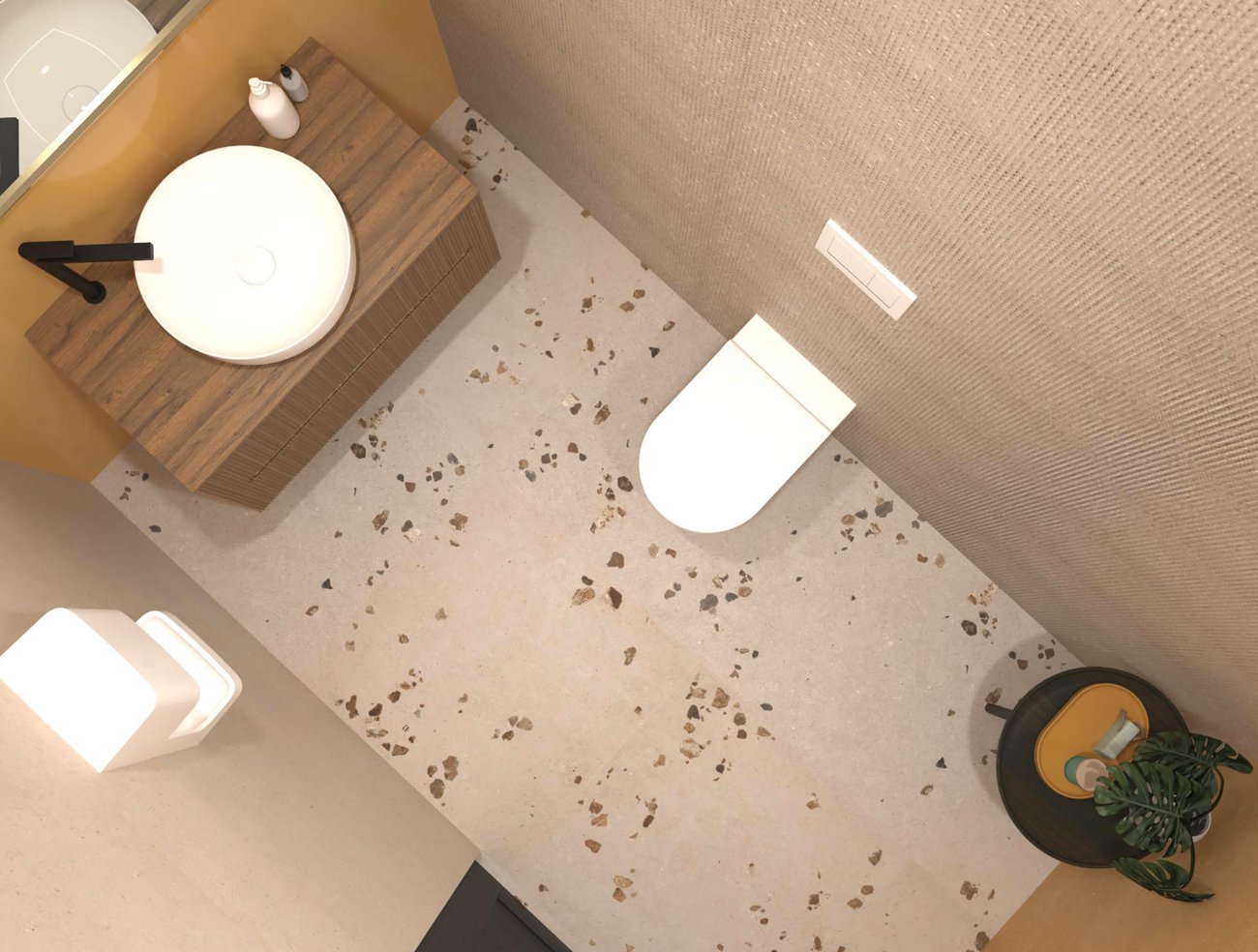 Bathroom design image in Rectangular shape, created with floor tiles MATERIA PURA and wall tiles MATERIA PURA