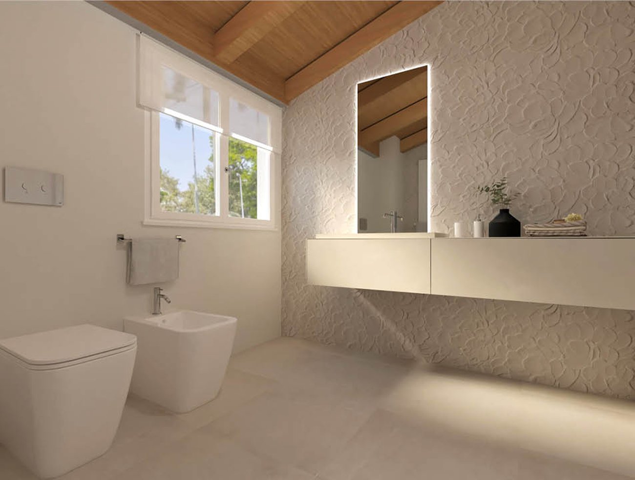 Bathroom design image in Squared shape, created with wall tiles LUMINA SAND ART
