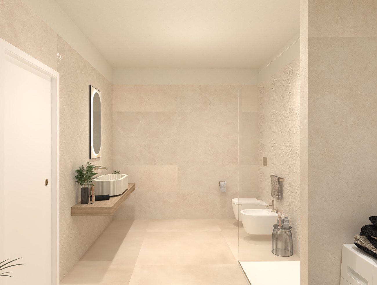 Bathroom design image in Rectangular shape, created with floor tiles MILANO MOOD and wall tiles GLIM, NOBU