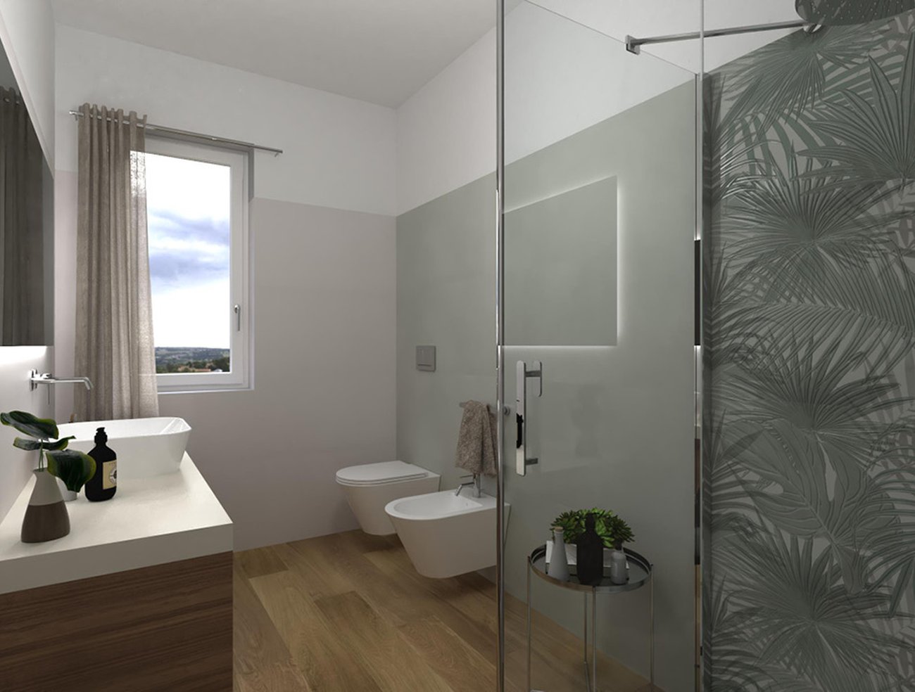 Bathroom design image in Rectangular shape, created with floor tiles FAPNEST and wall tiles MILANO MOOD