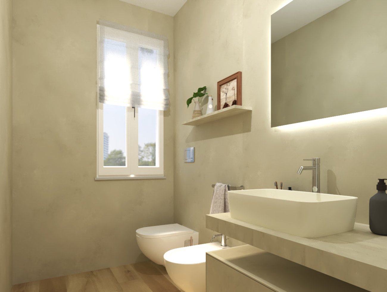 Bathroom design image in Rectangular shape, created with floor tiles FAPNEST and wall tiles FAP MAXXI 120x278