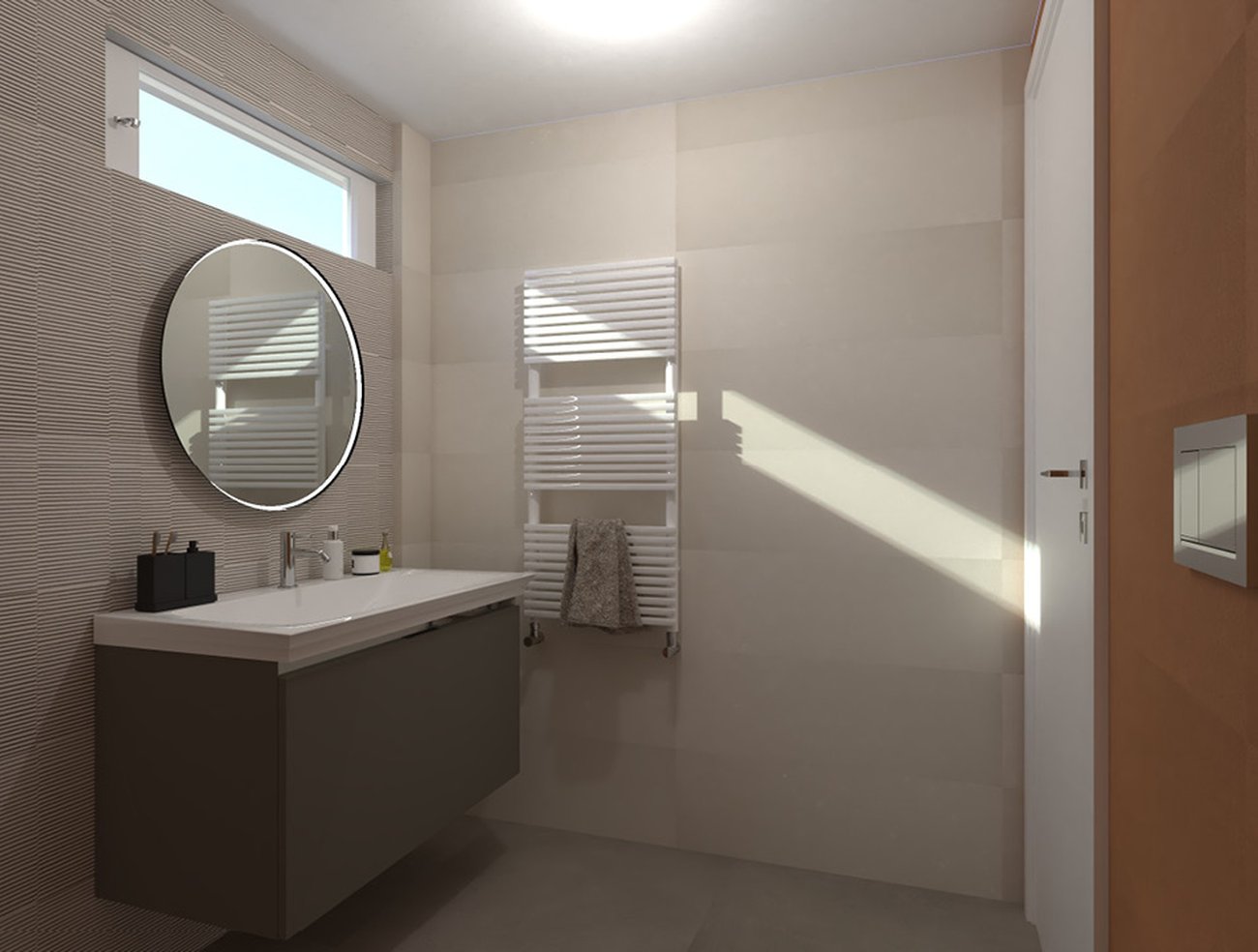 Image du projet de salle de bains de forme Rectangulaire, réalisée avec des carreaux de sol SUMMER et carreaux muraux SUMMER