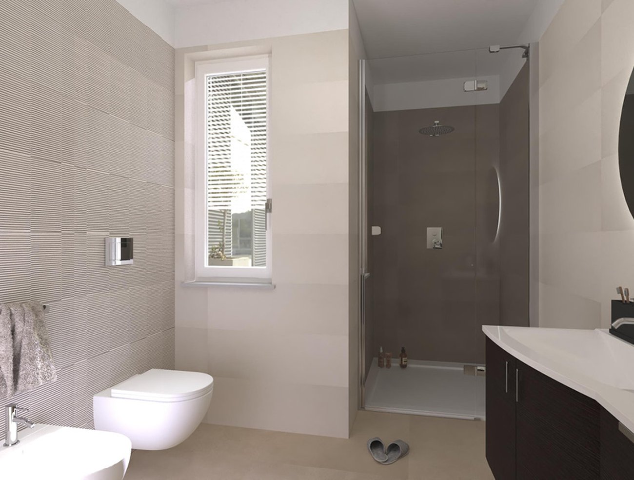 Bathroom design image in Rectangular shape, created with floor tiles SUMMER and wall tiles SUMMER