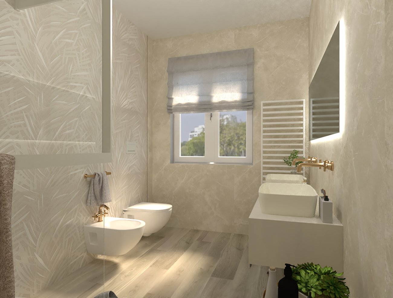 Bathroom design image in Rectangular shape, created with floor tiles FAPNEST and wall tiles SHEER, ROMA