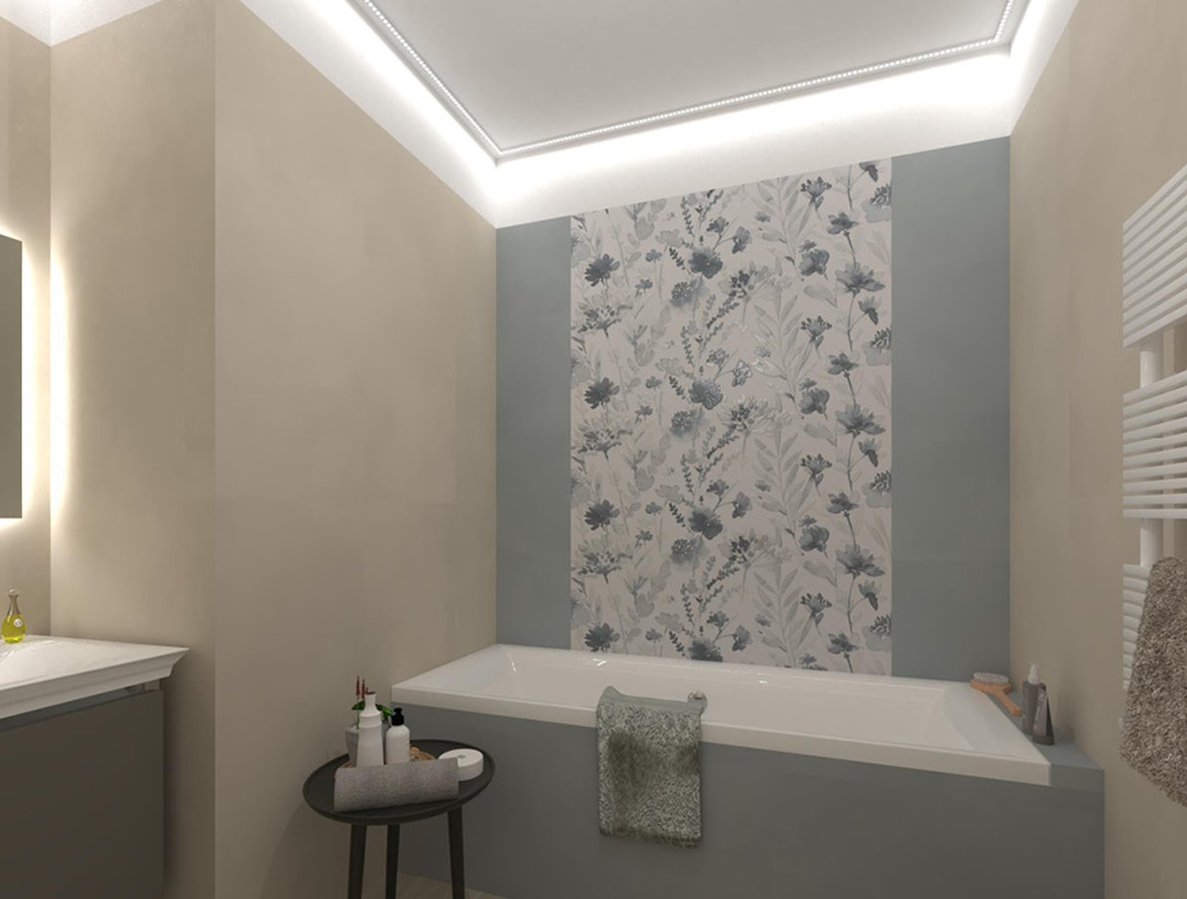 Bathroom design image in Rectangular shape, created with floor tiles FAPNEST and wall tiles MILANO MOOD