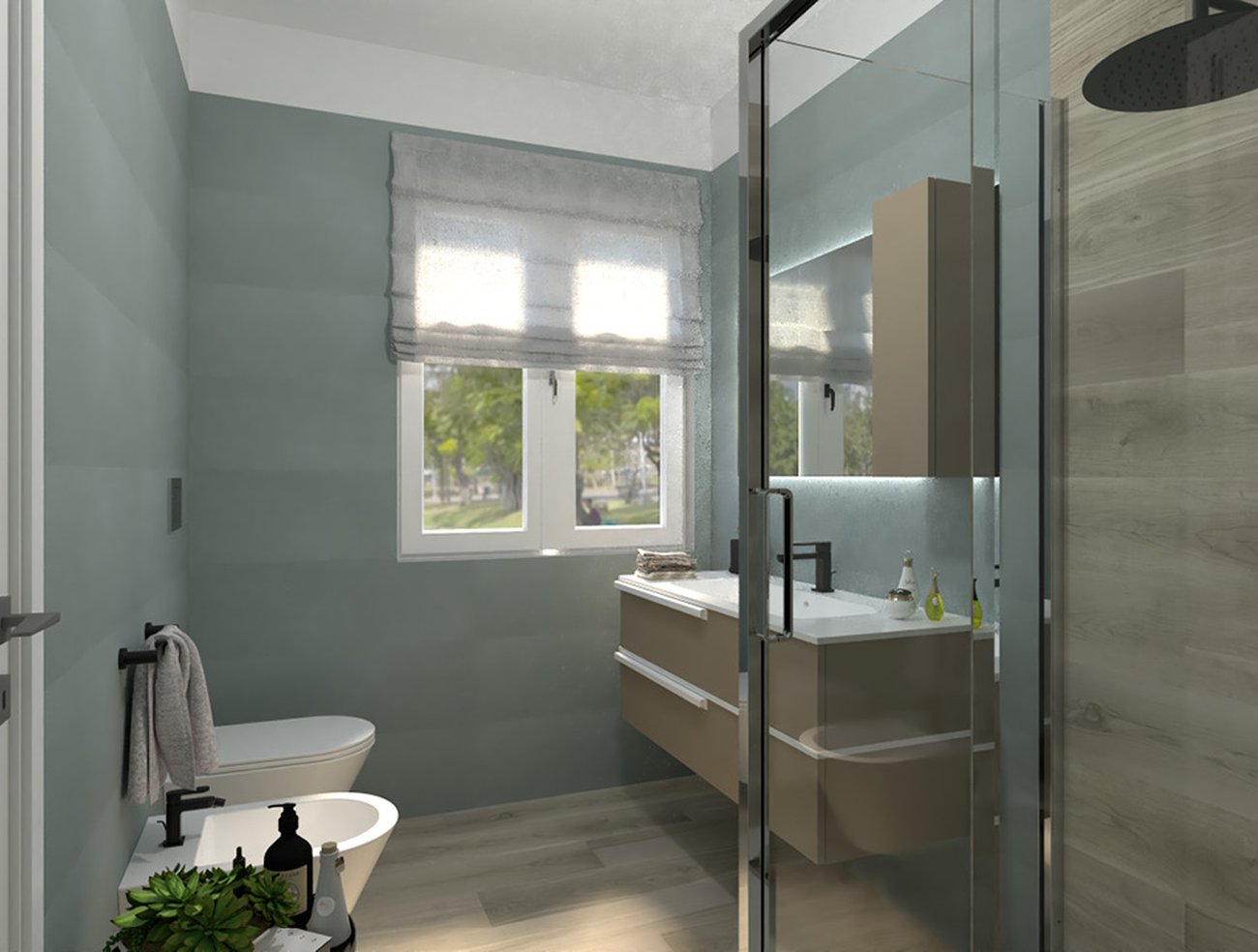 Bathroom design image in Rectangular shape, created with floor tiles FAPNEST and wall tiles SUMMER, FAPNEST