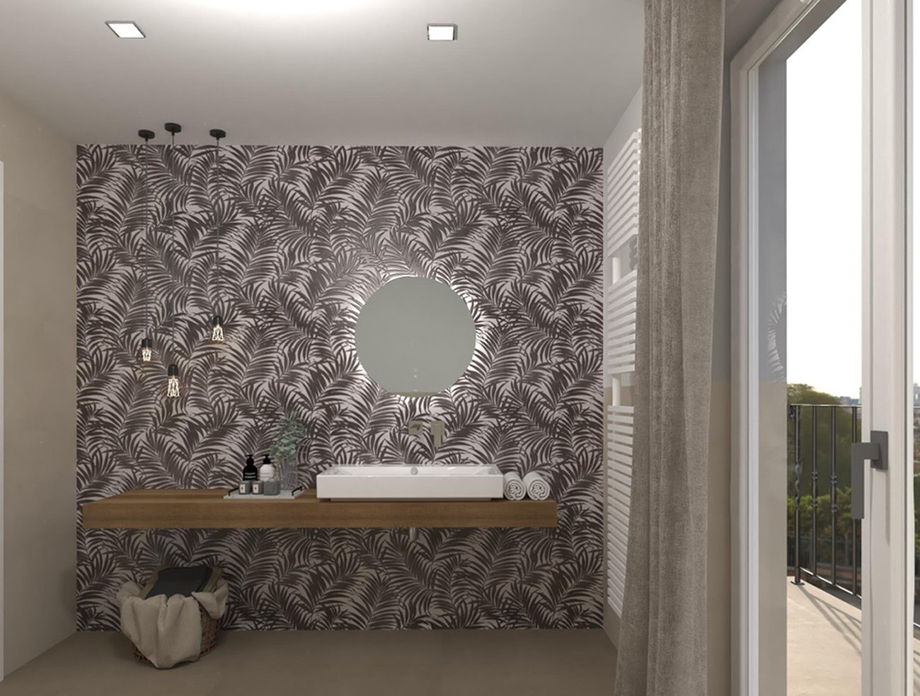 Bathroom design image in Squared shape, created with floor tiles SHEER and wall tiles MILANO MOOD