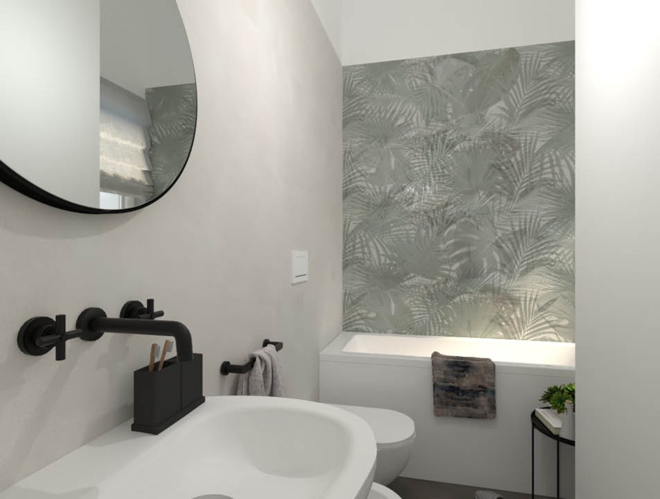 Bathroom design image in Rectangular shape, created with floor tiles MILANO MOOD and wall tiles MILANO MOOD