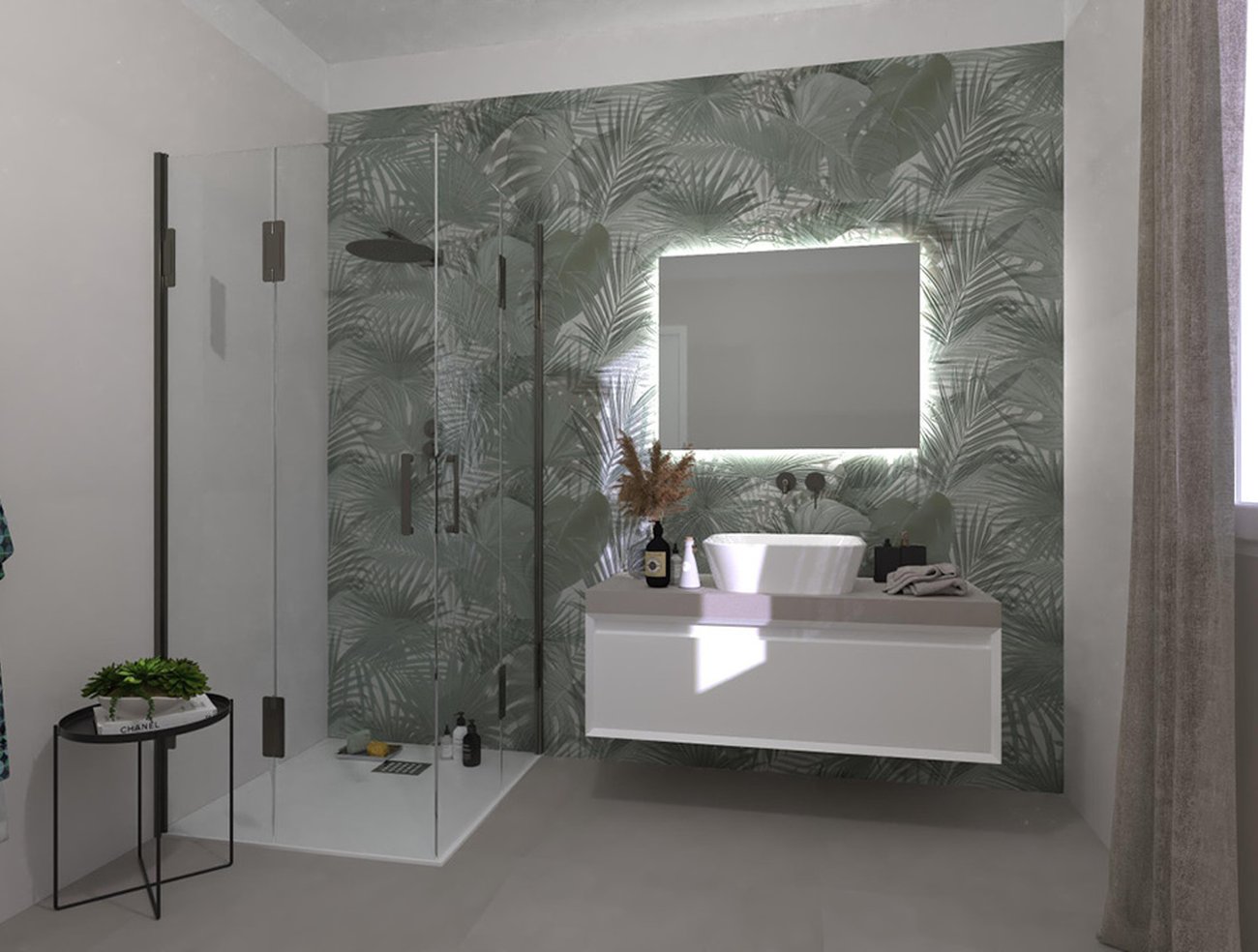 Bathroom design image in Squared shape, created with floor tiles MILANO&FLOOR and wall tiles MILANO MOOD