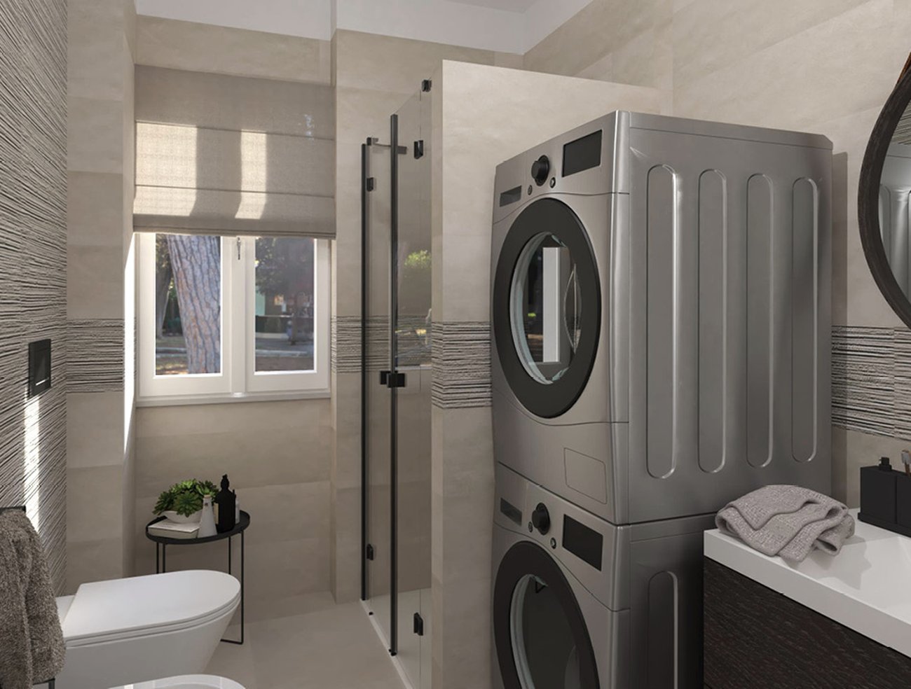 Bathroom design image in Rectangular shape, created with floor tiles SHEER and wall tiles SHEER