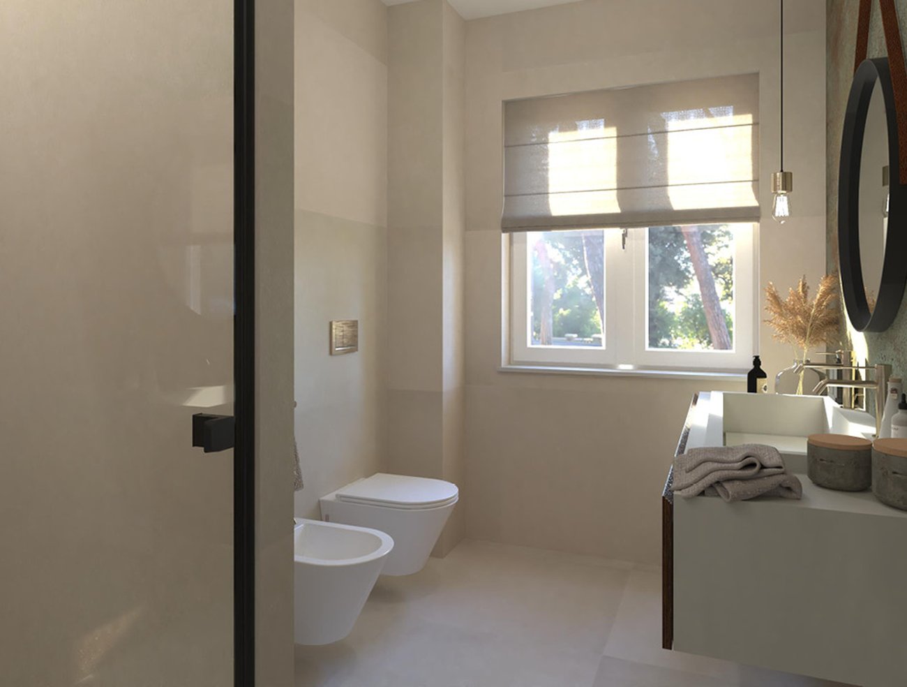 Bathroom design image in Rectangular shape, created with floor tiles SHEER and wall tiles SHEER