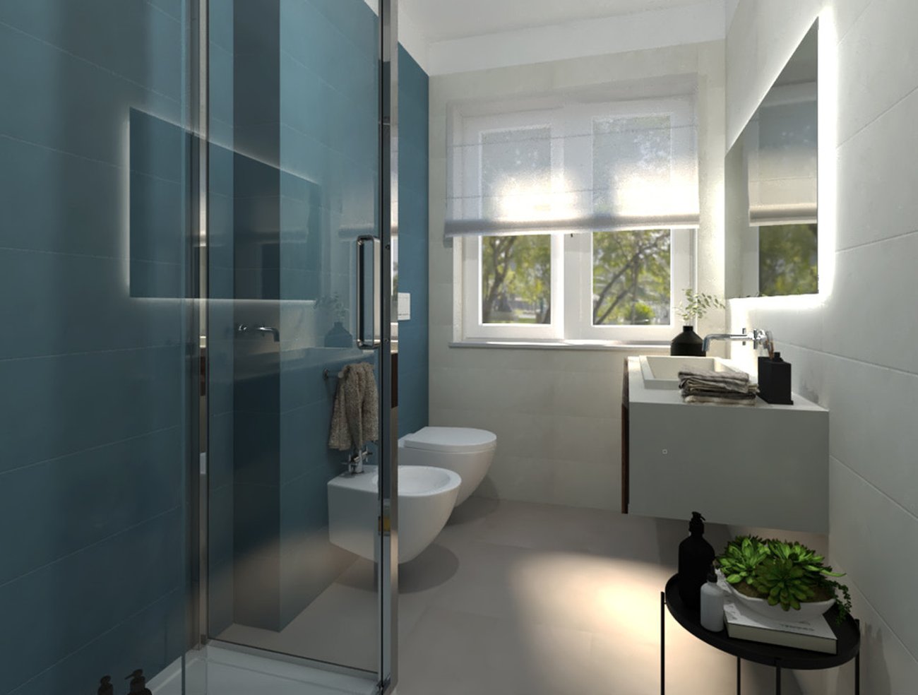 Bathroom design image in Rectangular shape, created with wall tiles COLOR LINE