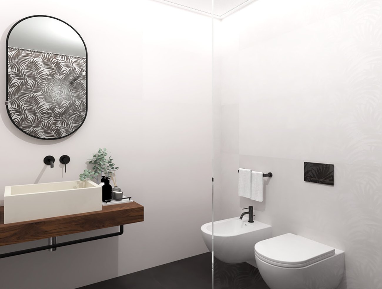 Bathroom design image in Squared shape, created with floor tiles MILANO MOOD and wall tiles MILANO MOOD