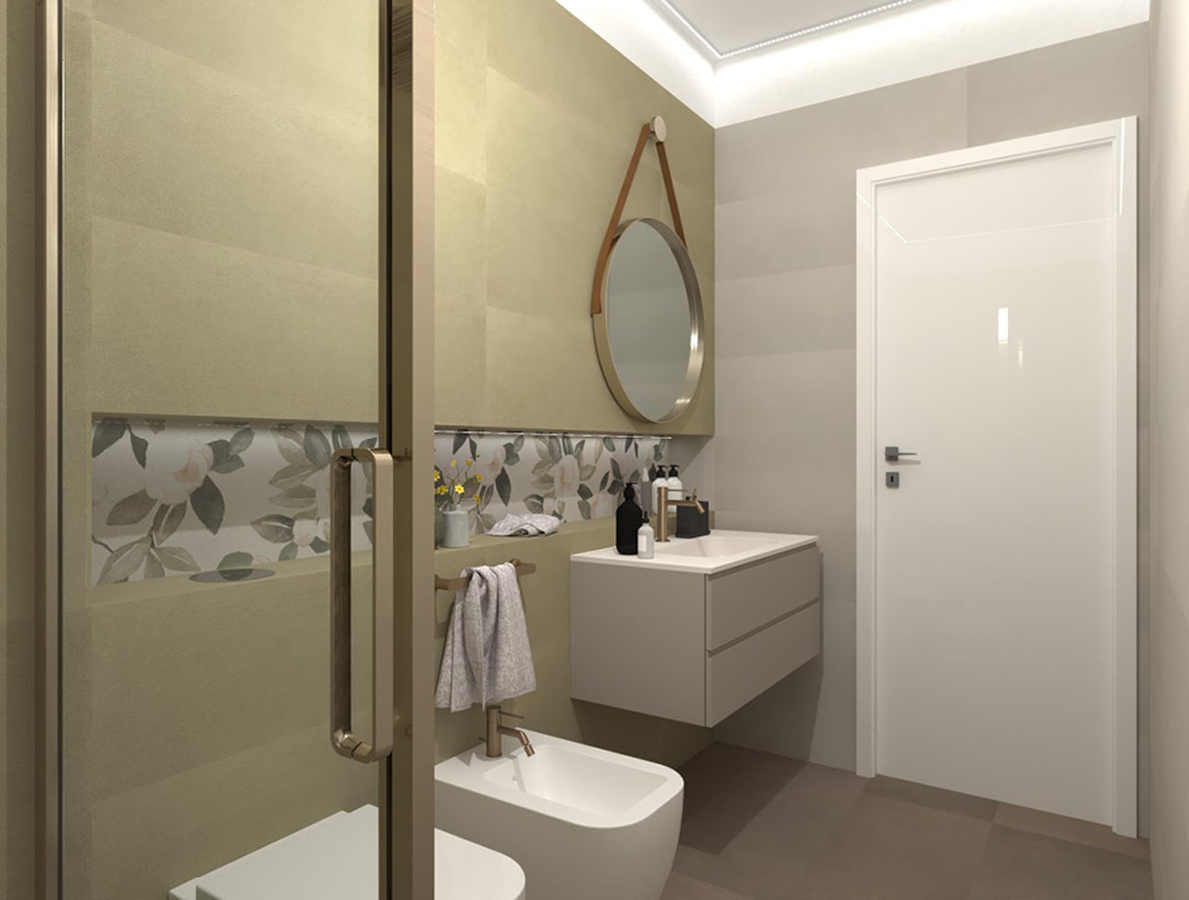 Bathroom design image in Rectangular shape, created with floor tiles SUMMER and wall tiles SUMMER