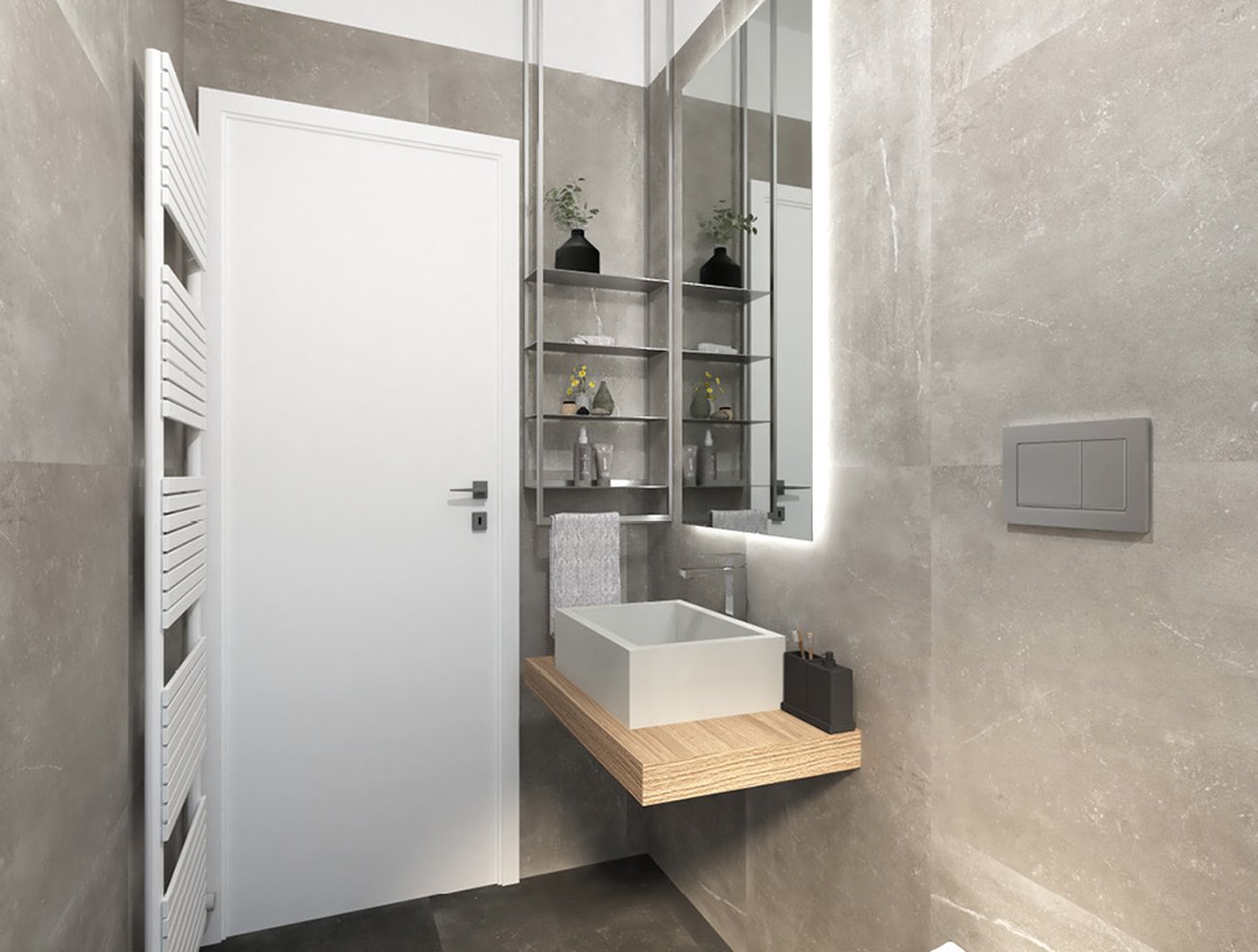 Bathroom design image in Rectangular shape, created with floor tiles MAKU and wall tiles MAKU