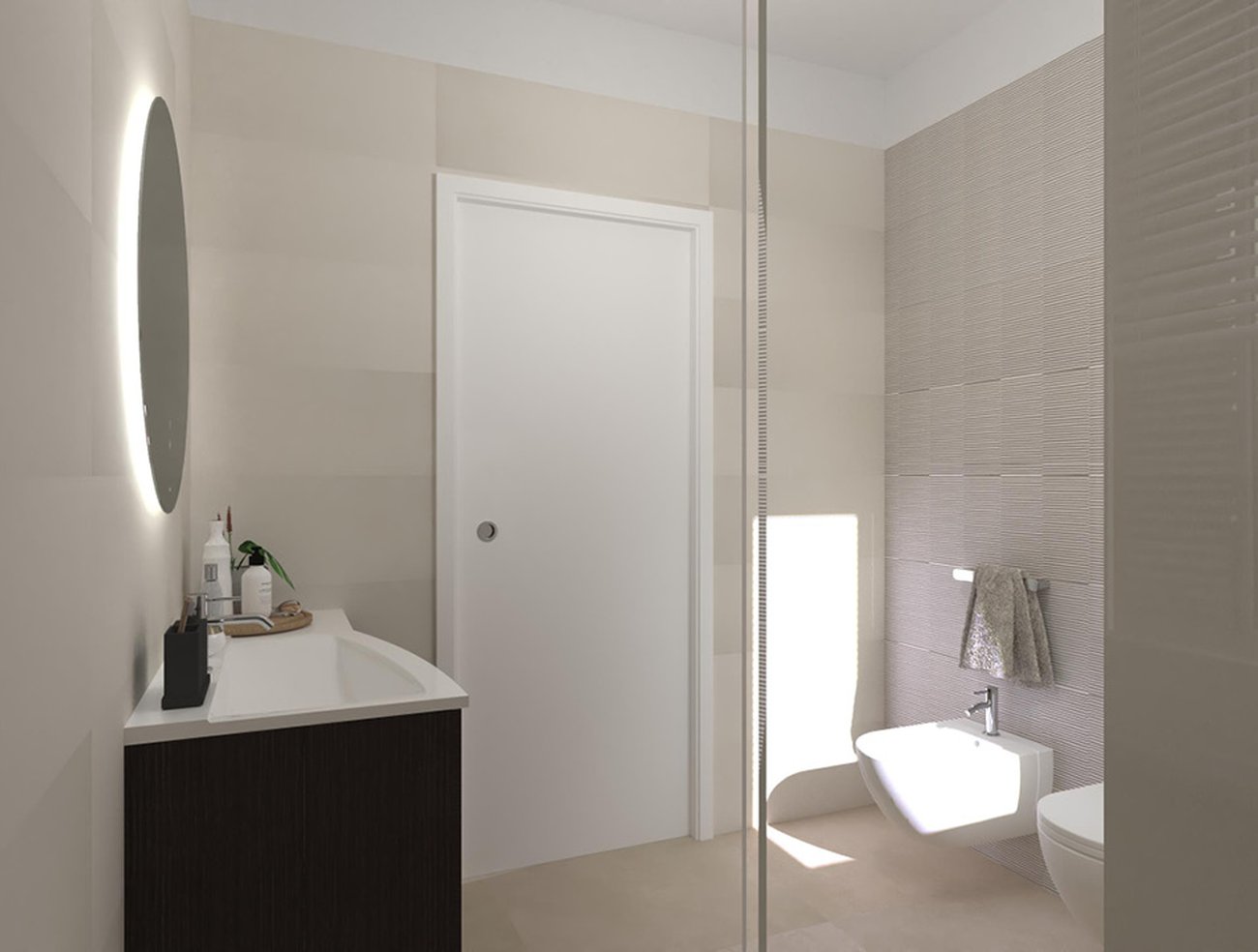 Bathroom design image in Rectangular shape, created with floor tiles SUMMER and wall tiles SUMMER