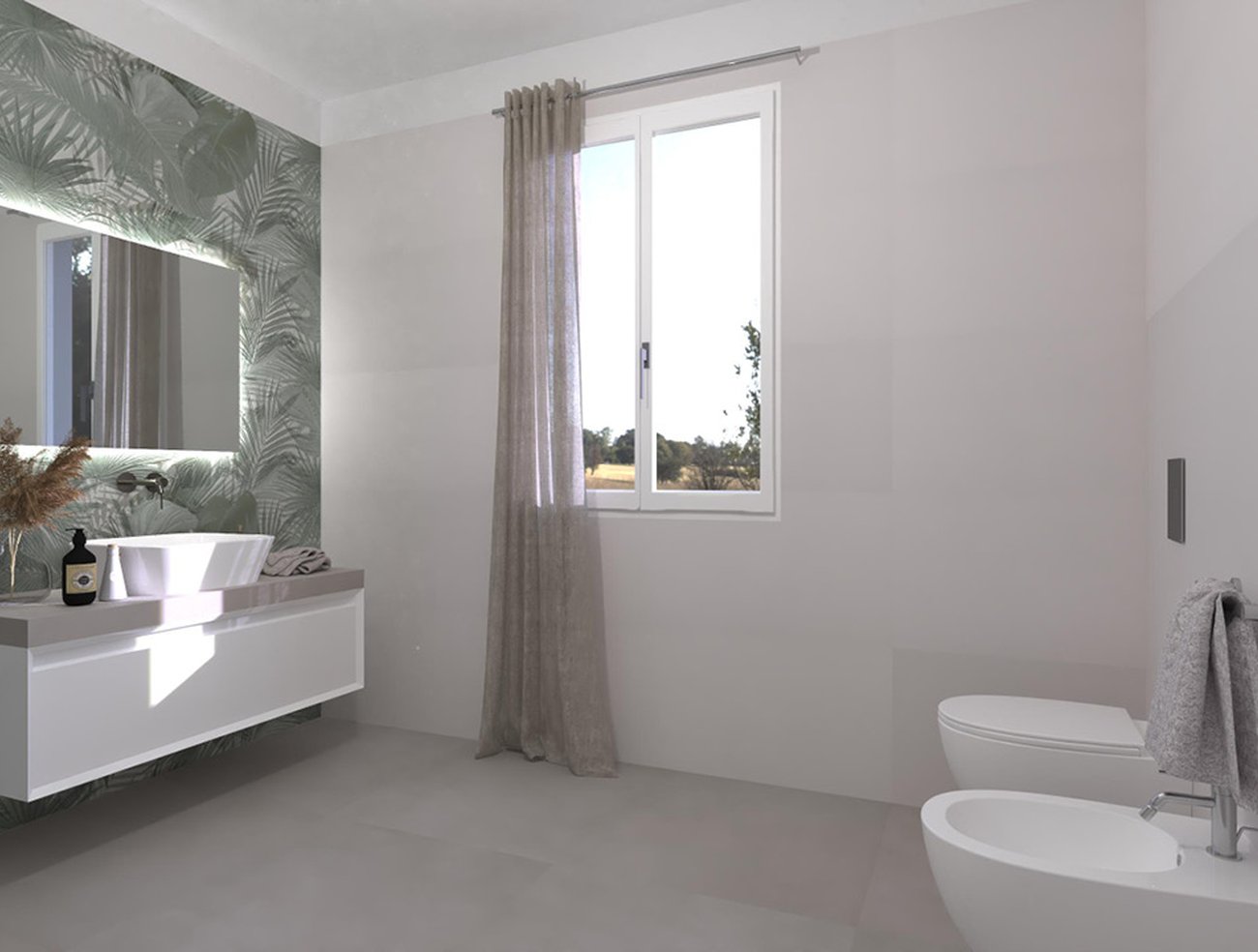 Bathroom design image in Squared shape, created with floor tiles MILANO&FLOOR and wall tiles MILANO MOOD