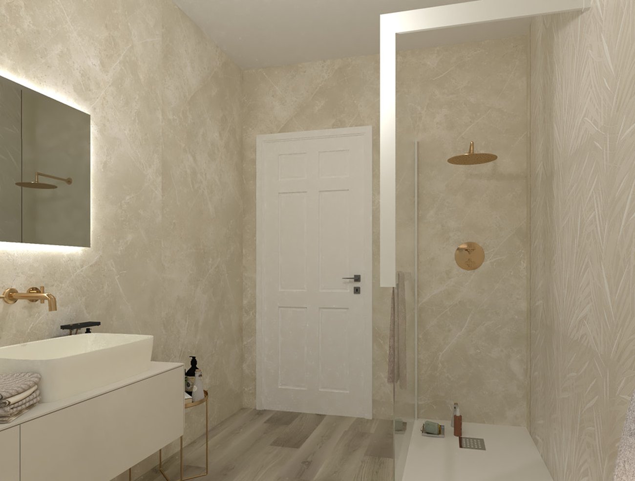 Bathroom design image in Rectangular shape, created with floor tiles FAPNEST and wall tiles SHEER, ROMA