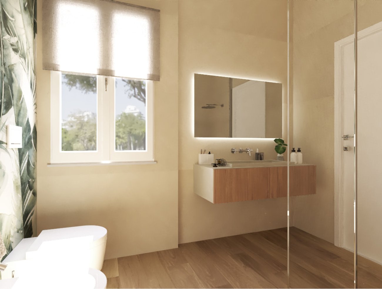 Bathroom design image in Rectangular shape, created with floor tiles FAPNEST and wall tiles SHEER, BLOOM