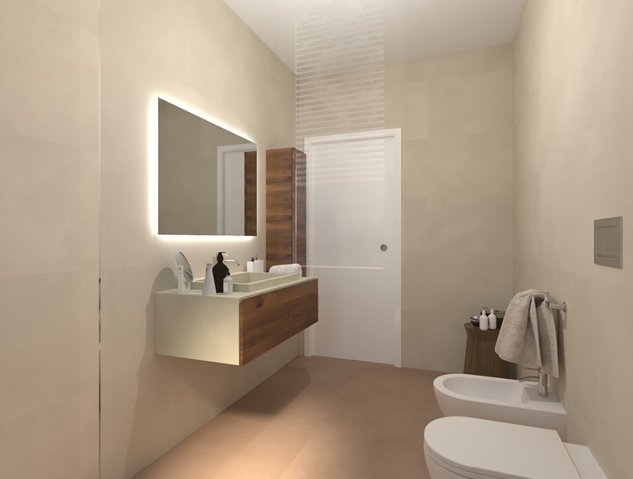 Bathroom design image in Rectangular shape, created with floor tiles MILANO MOOD and wall tiles MILANO MOOD