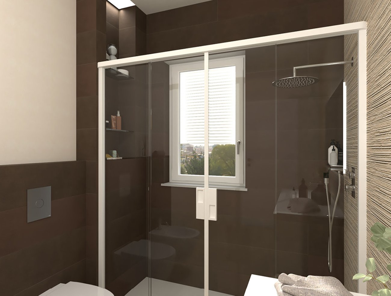 Bathroom design image in Rectangular shape, created with floor tiles SHEER and wall tiles SHEER, MAT&MORE