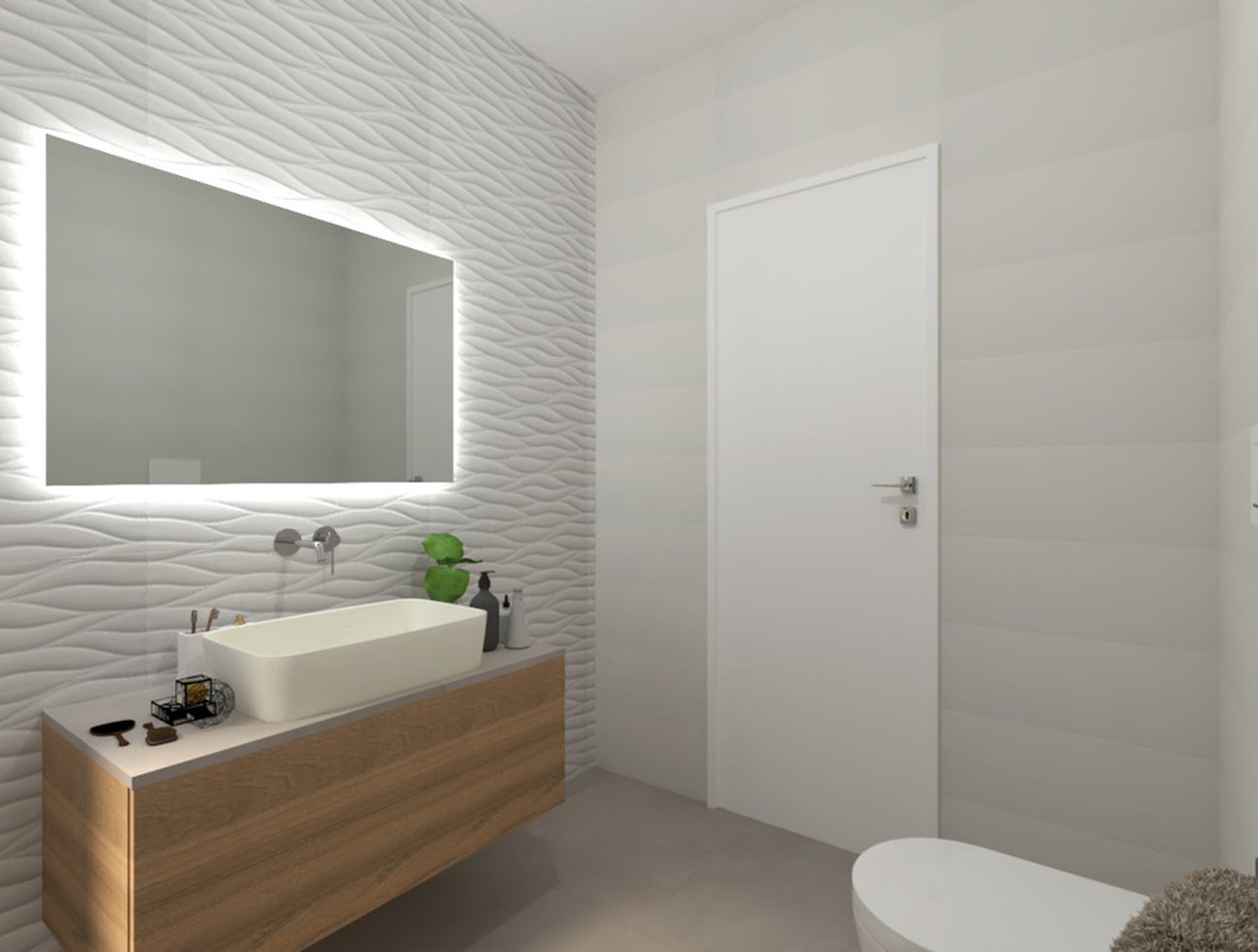 Image du projet de salle de bains de forme Rectangulaire, réalisée avec carreaux muraux LUMINA 25x75