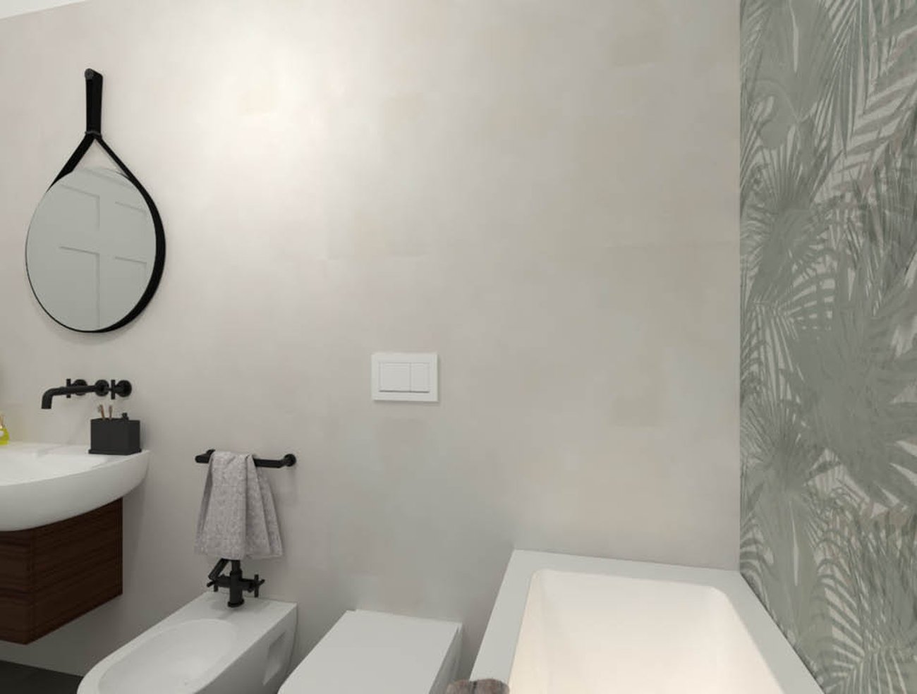 Bathroom design image in Rectangular shape, created with floor tiles MILANO MOOD and wall tiles MILANO MOOD