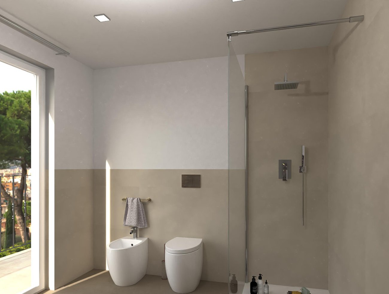 Bathroom design image in Squared shape, created with floor tiles SHEER and wall tiles MILANO MOOD