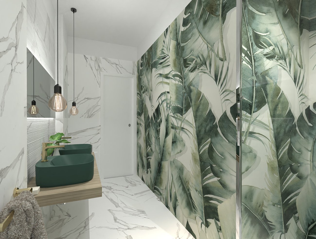 Bathroom design image in Rectangular shape, created with floor tiles ROMA and wall tiles ROMA, BLOOM