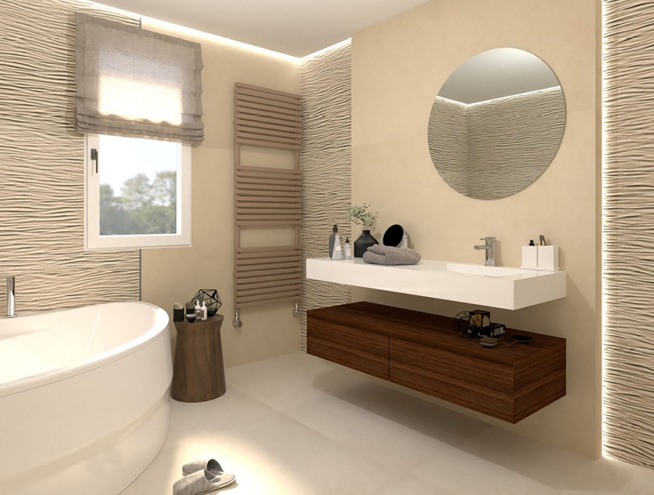 Image du projet de salle de bains de forme Rectangulaire, réalisée avec des carreaux de sol SHEER et carreaux muraux SHEER