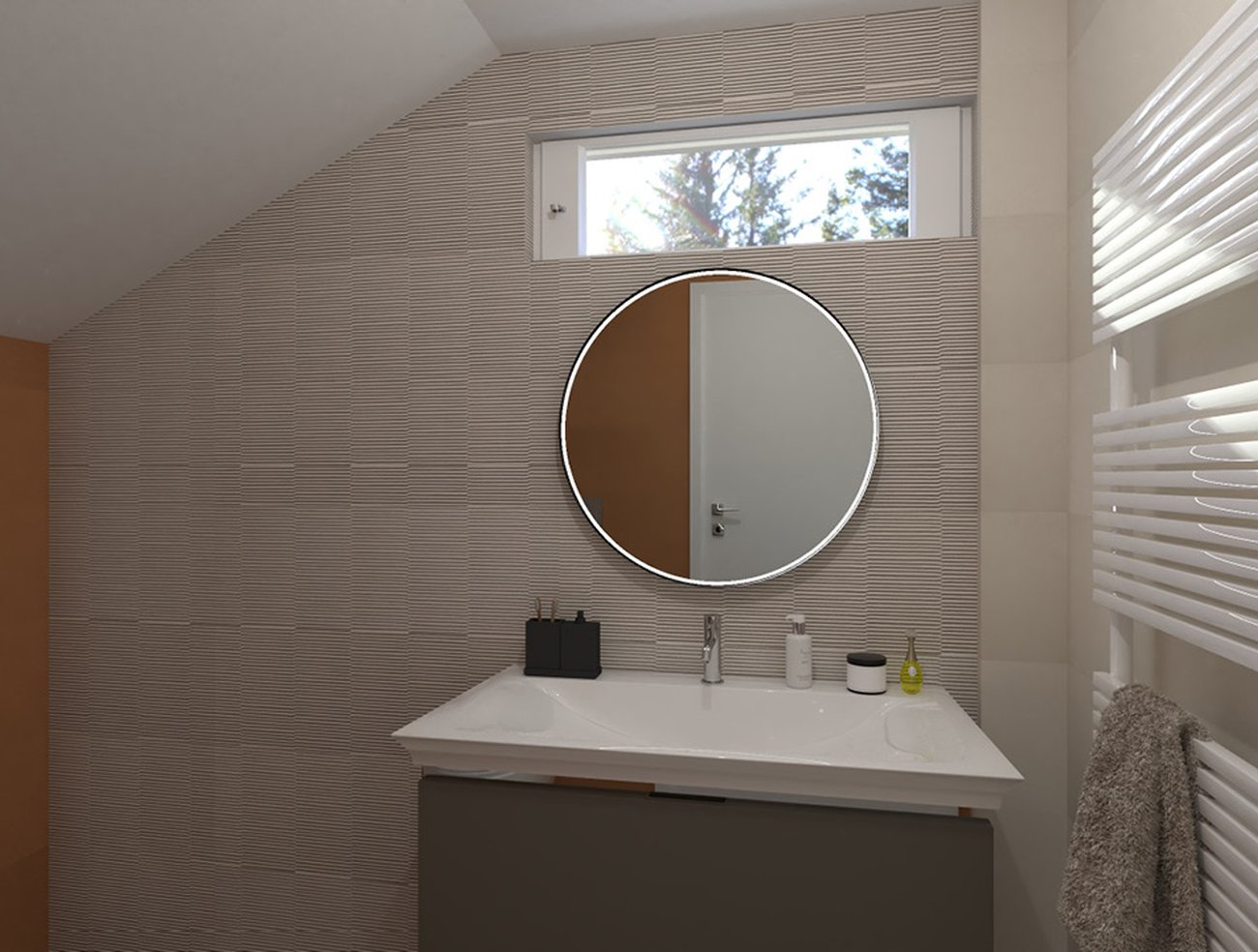 Image du projet de salle de bains de forme Rectangulaire, réalisée avec des carreaux de sol SUMMER et carreaux muraux SUMMER