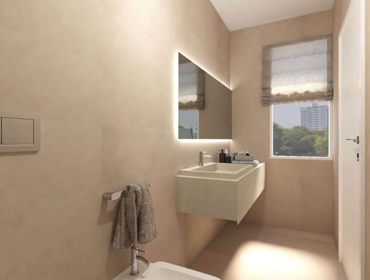 Bathroom design image in Rectangular shape, created with floor tiles MILANO&FLOOR and wall tiles FAP MURALS