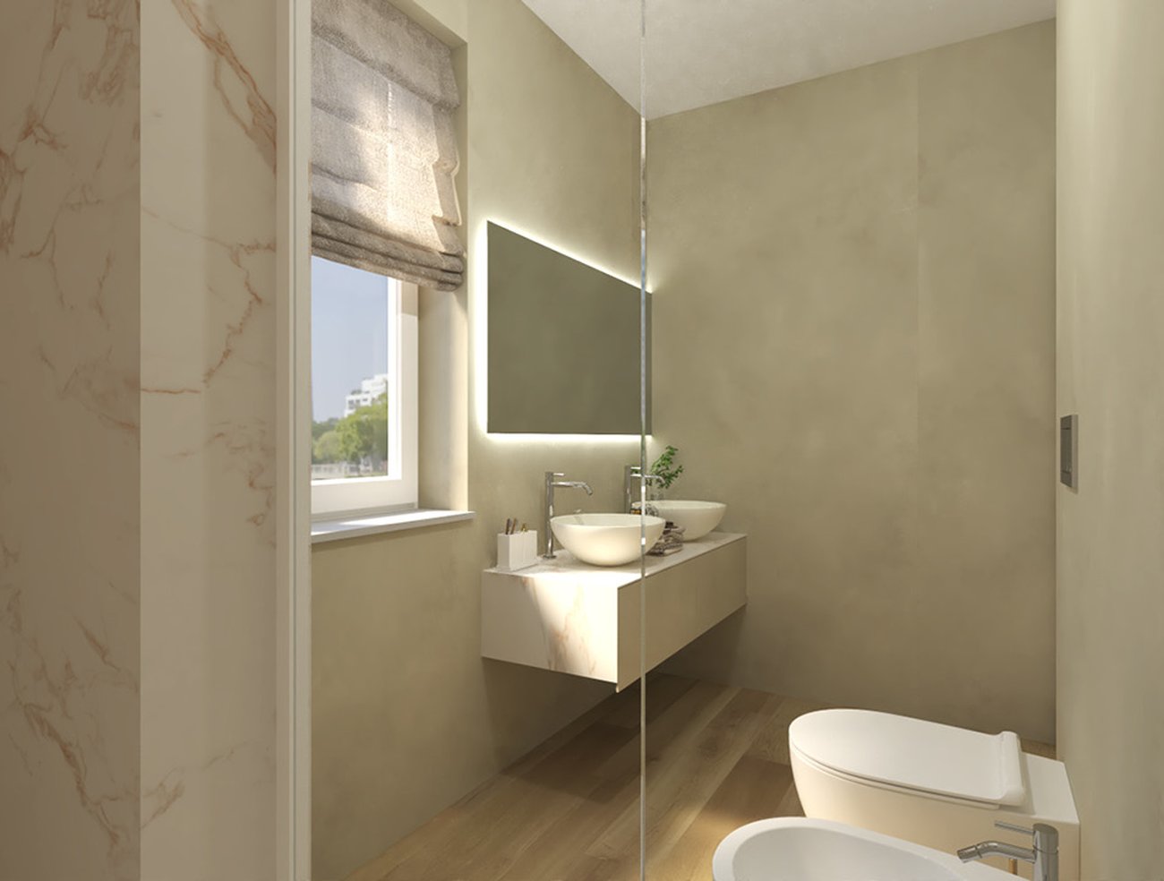 Bathroom design image in Rectangular shape, created with floor tiles FAPNEST and wall tiles ROMA, FAP MAXXI 120x278