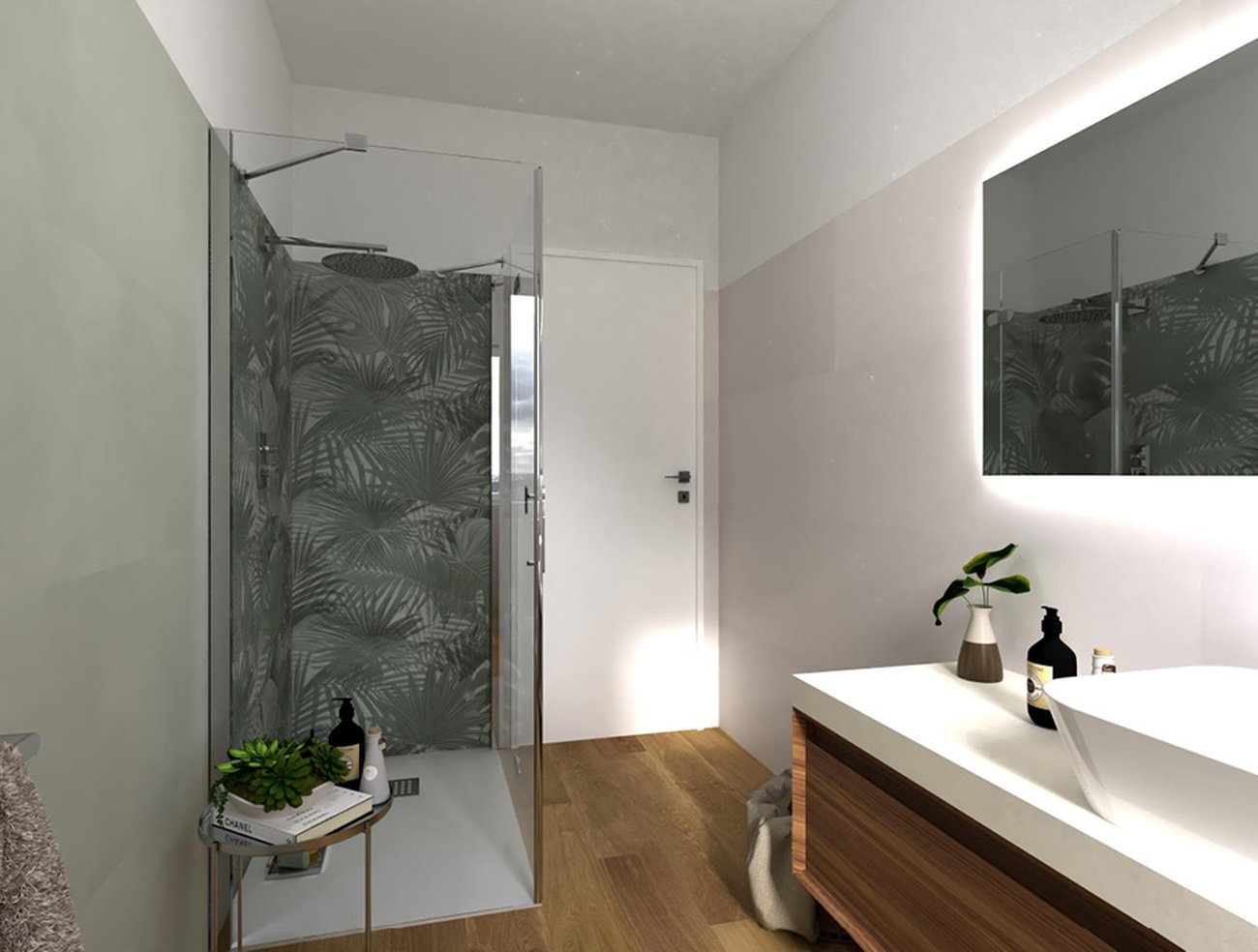Bathroom design image in Rectangular shape, created with floor tiles FAPNEST and wall tiles MILANO MOOD
