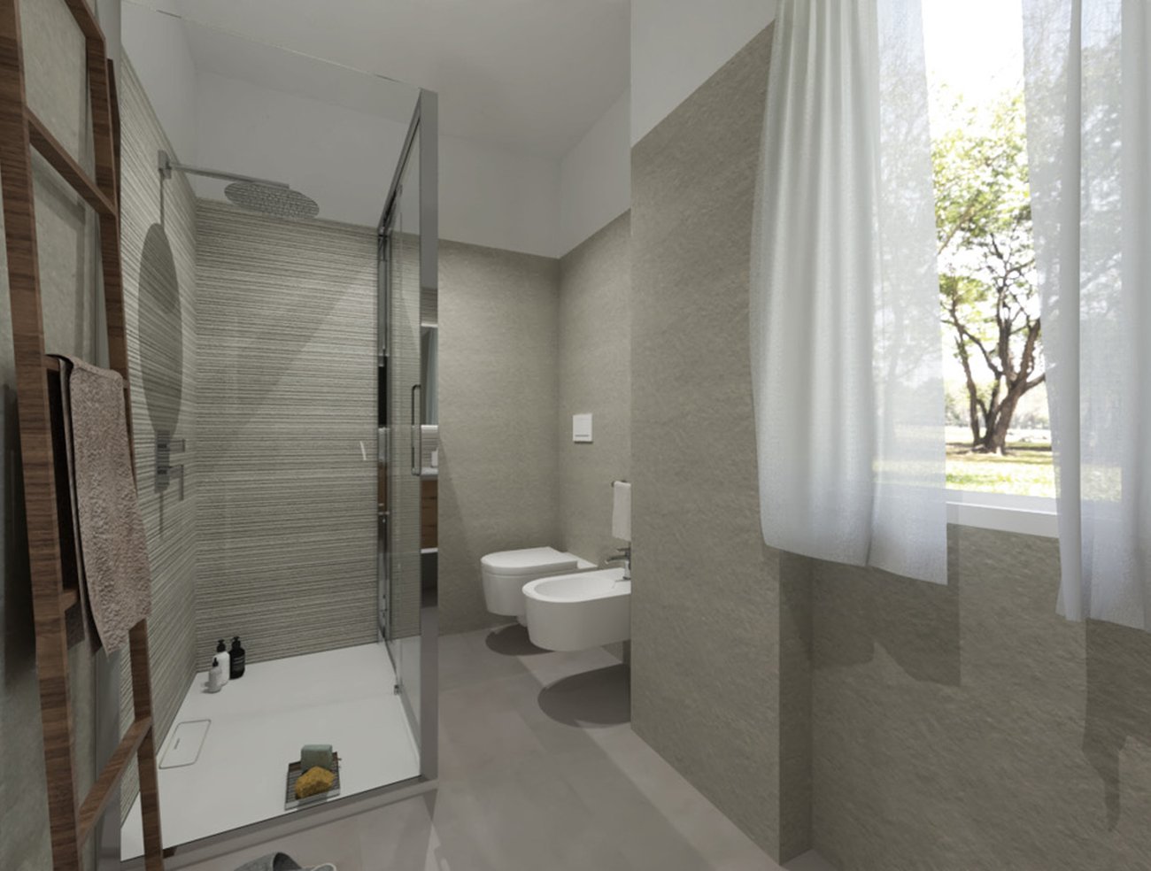 Bathroom design image in Rectangular shape, created with wall tiles LUMINA STONE