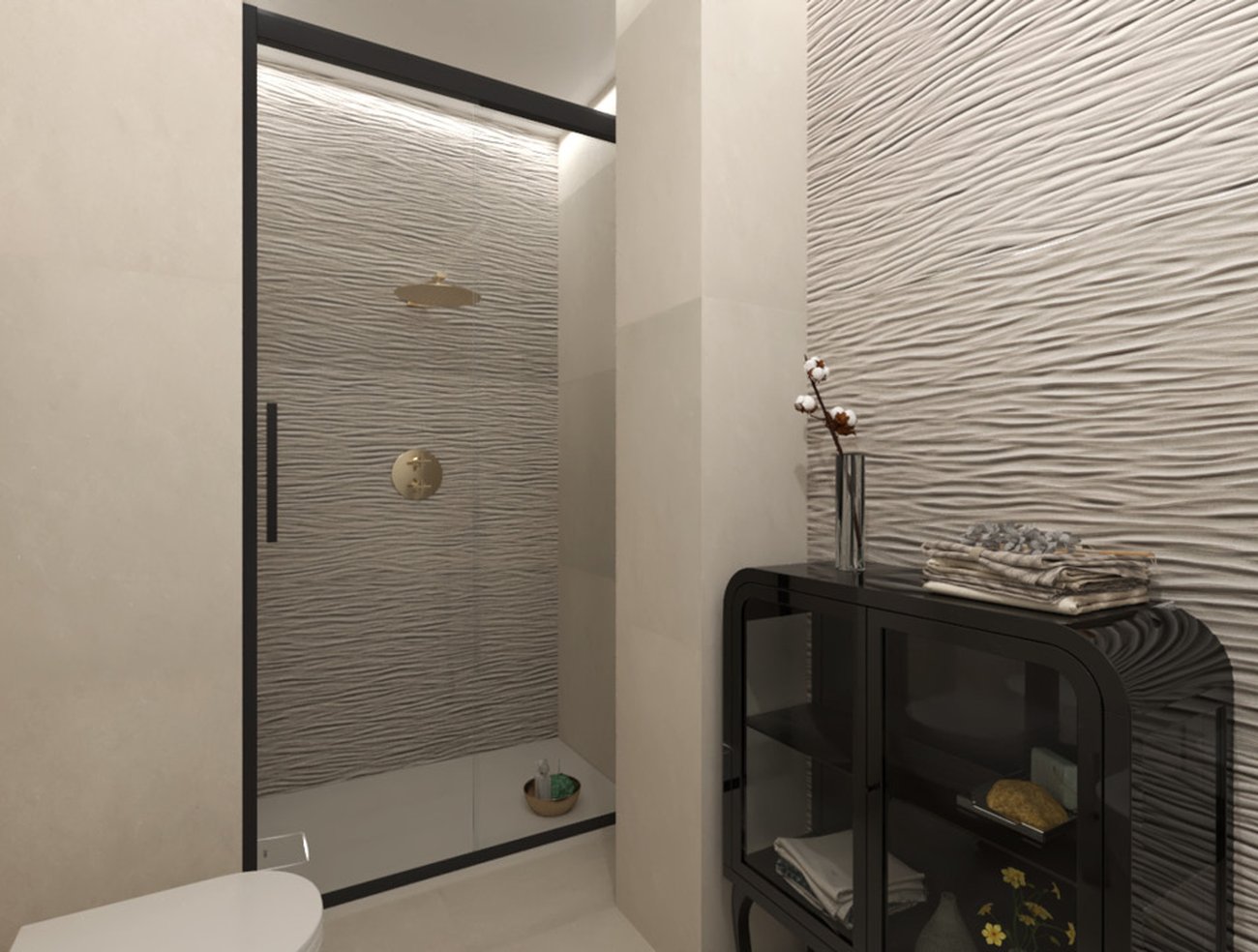 Image du projet de salle de bains de forme Rectangulaire, réalisée avec des carreaux de sol SHEER et carreaux muraux SHEER