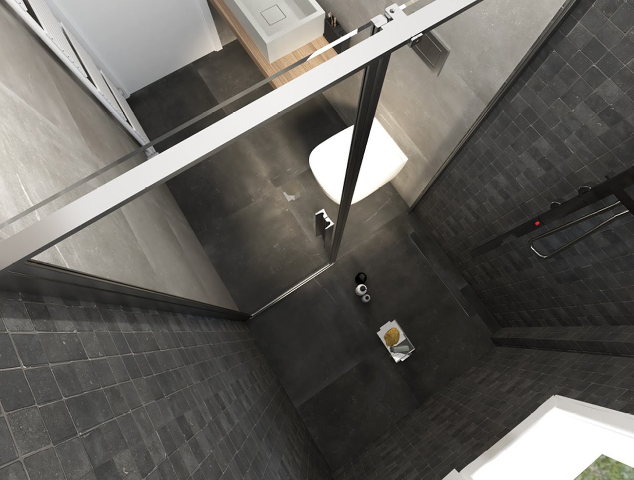 Bathroom design image in Rectangular shape, created with floor tiles MAKU and wall tiles MAKU