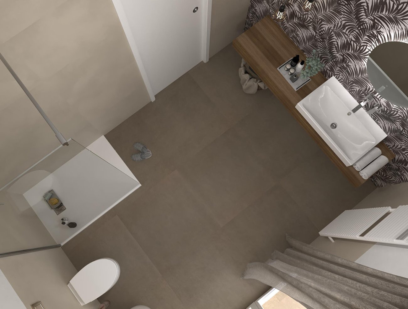 Bathroom design image in Squared shape, created with floor tiles SHEER and wall tiles MILANO MOOD