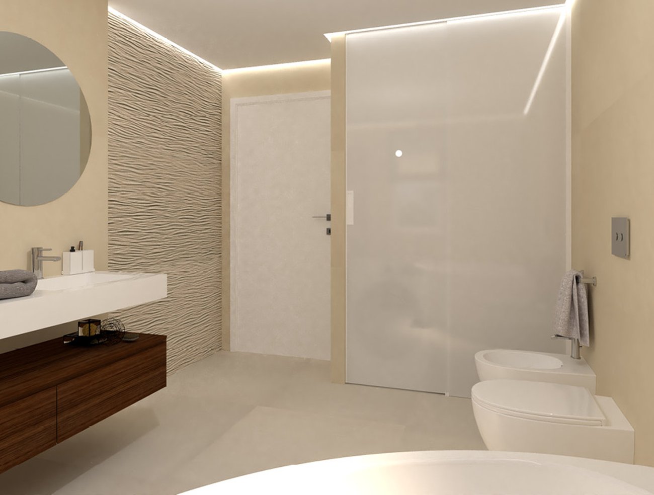 Image du projet de salle de bains de forme Rectangulaire, réalisée avec des carreaux de sol SHEER et carreaux muraux SHEER