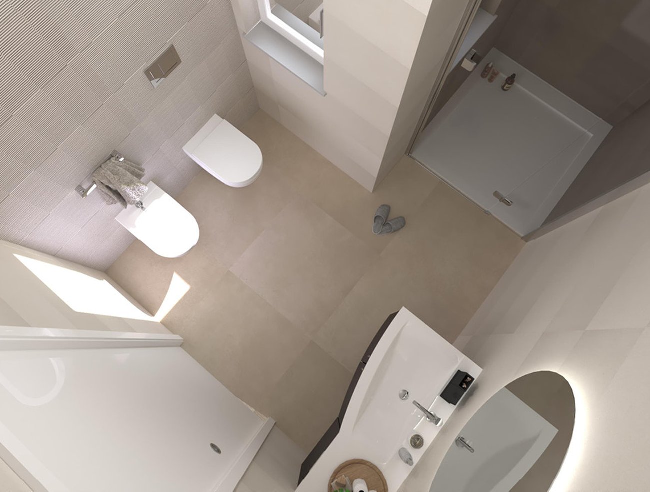 Bathroom design image in Rectangular shape, created with floor tiles SUMMER and wall tiles SUMMER